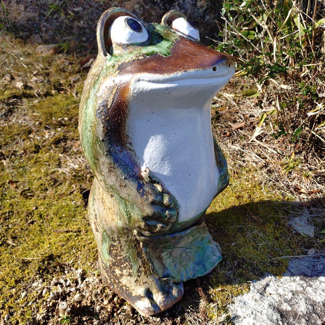 信楽焼　手作り立ち蛙(特大)52㌢