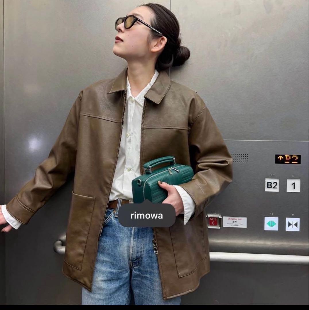 最終値下げ　emmi フェイクレザーダブルジップブルゾン