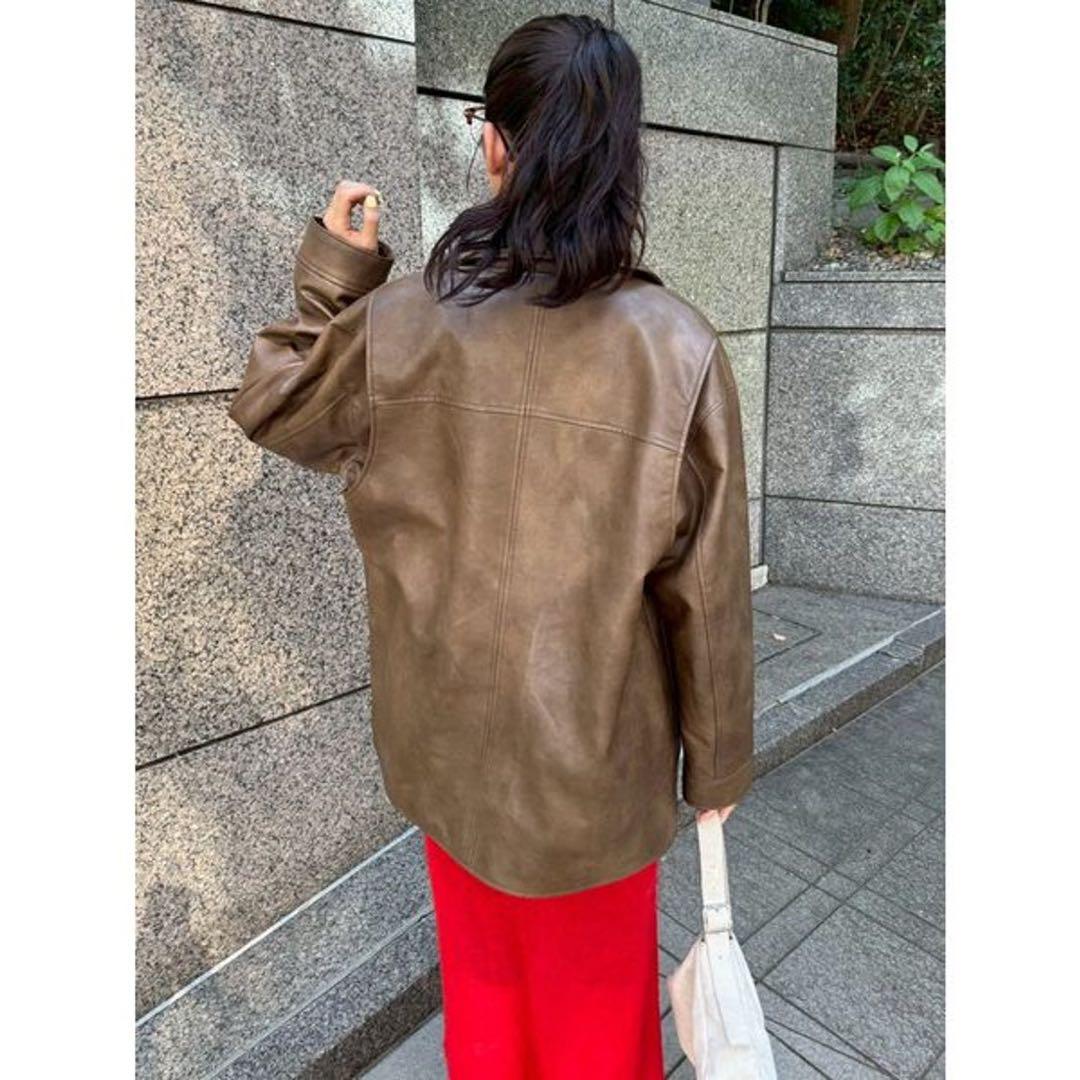 最終値下げ　emmi フェイクレザーダブルジップブルゾン