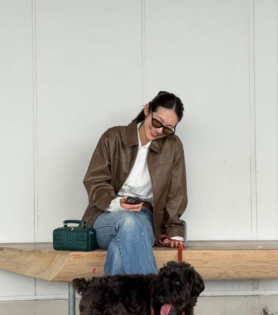 最終値下げ　emmi フェイクレザーダブルジップブルゾン