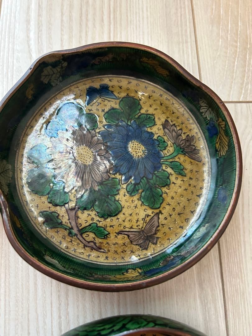 【かじや様】九谷焼　青手九谷　吉田屋　五枚