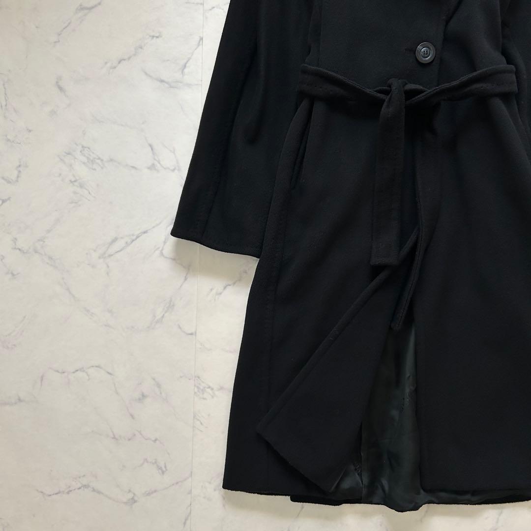 最高級白タグ マックスマーラ ロングコート カシミヤ混 ベルト 女優襟