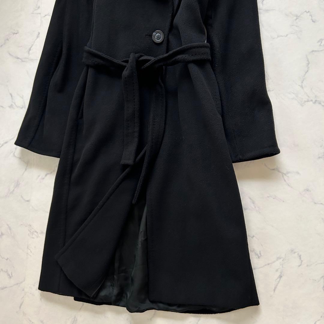 最高級白タグ マックスマーラ ロングコート カシミヤ混 ベルト 女優襟