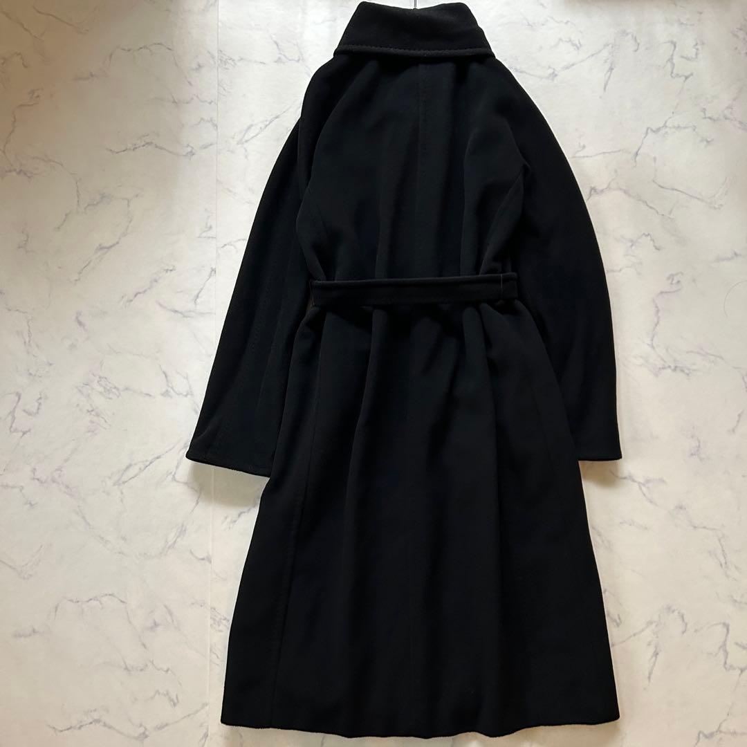 最高級白タグ マックスマーラ ロングコート カシミヤ混 ベルト 女優襟
