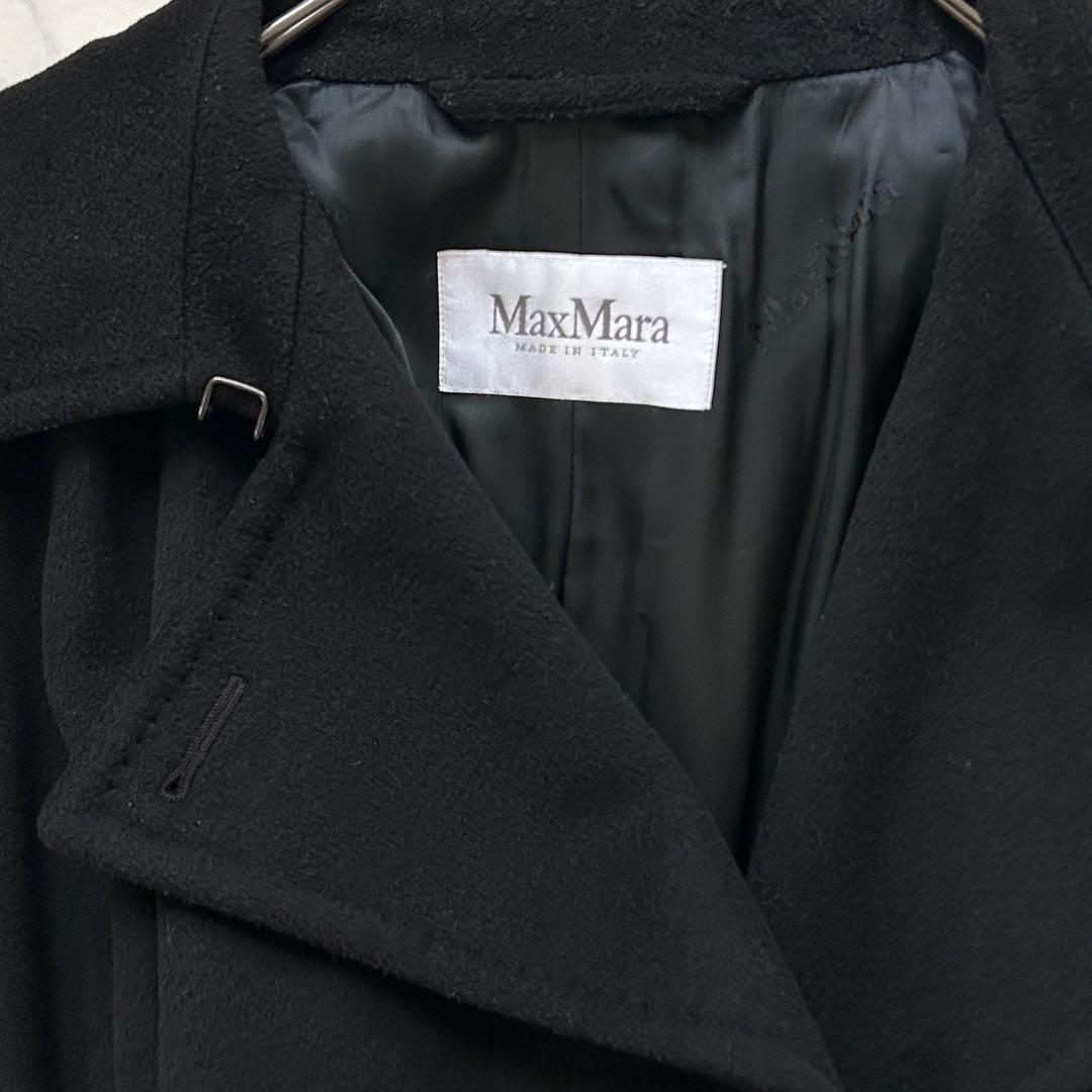 最高級白タグ マックスマーラ ロングコート カシミヤ混 ベルト 女優襟