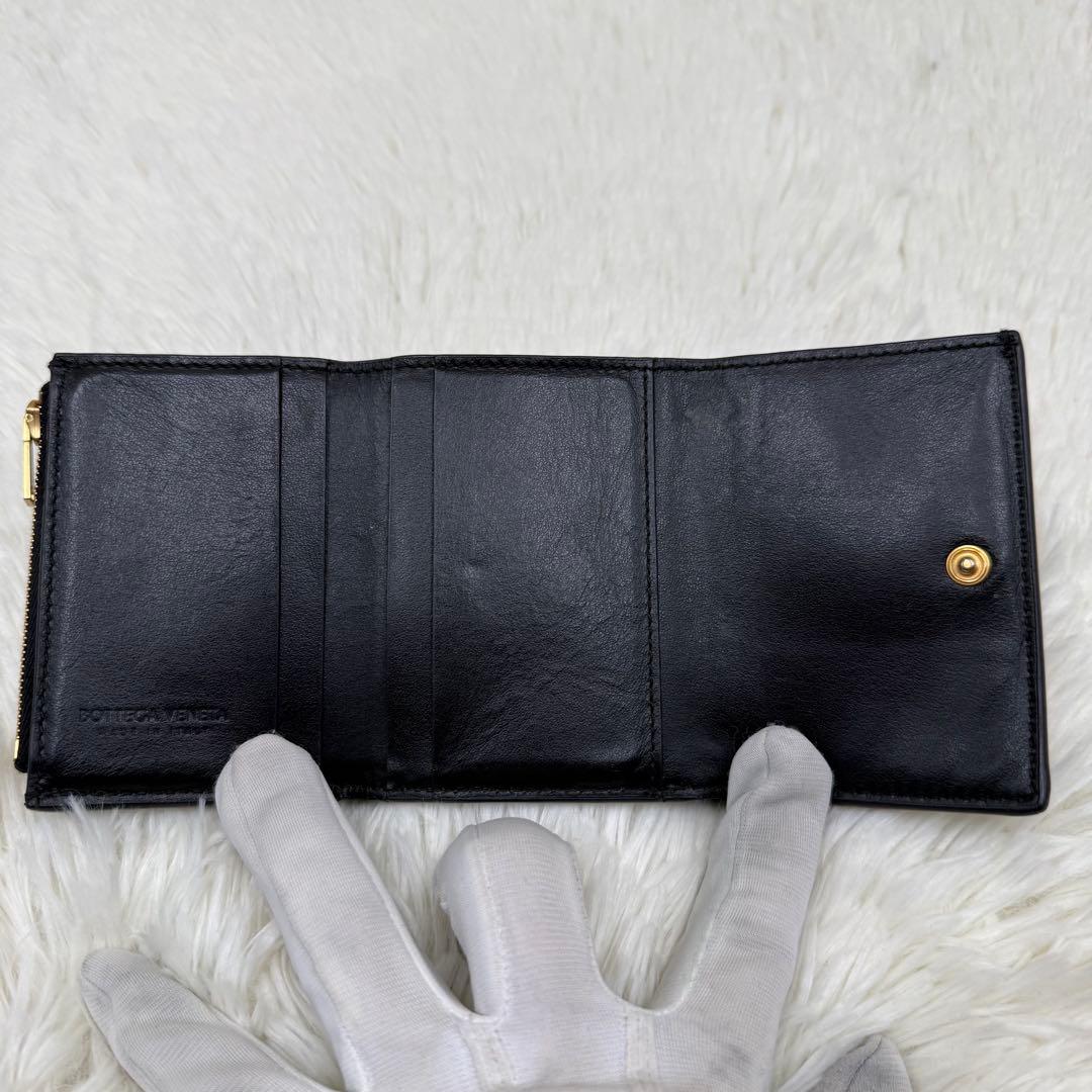✨美品✨ ボッテガヴェネタ 三つ折り 財布 カセット ブラック レザー