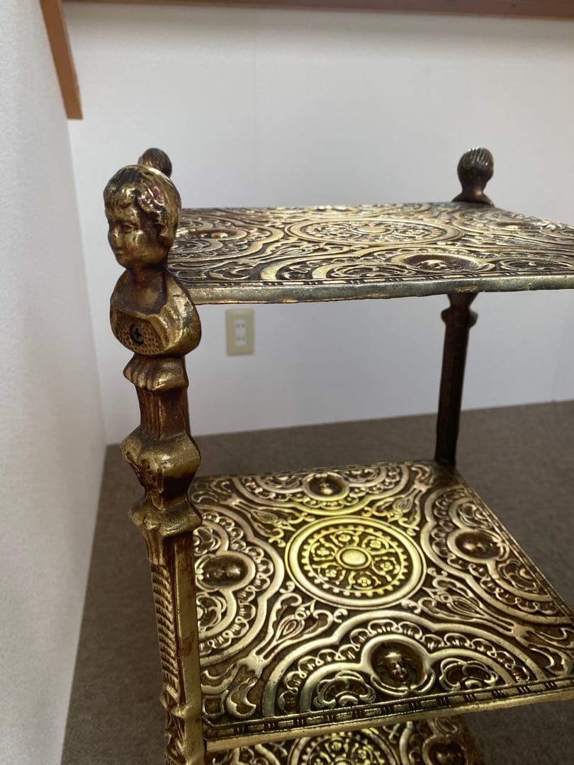 【年内在庫処分値下げ】ビンテージ3段ラック　装飾品　真鍮【現状お渡し】