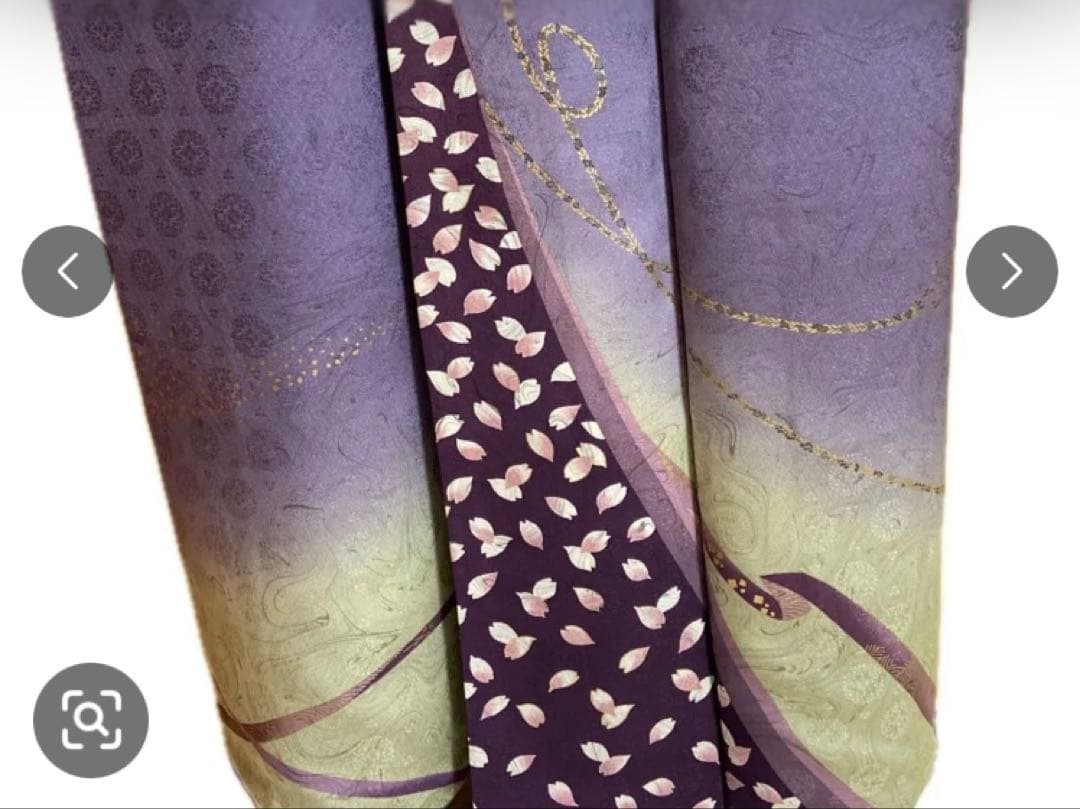 訪問着　地紋に墨流し染　桜花びら　月に金彩