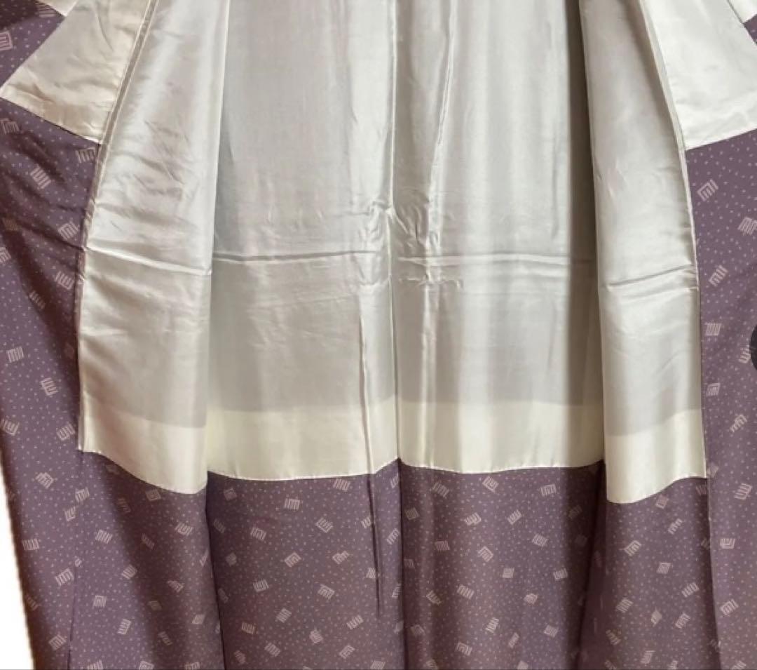 訪問着　地紋に墨流し染　桜花びら　月に金彩