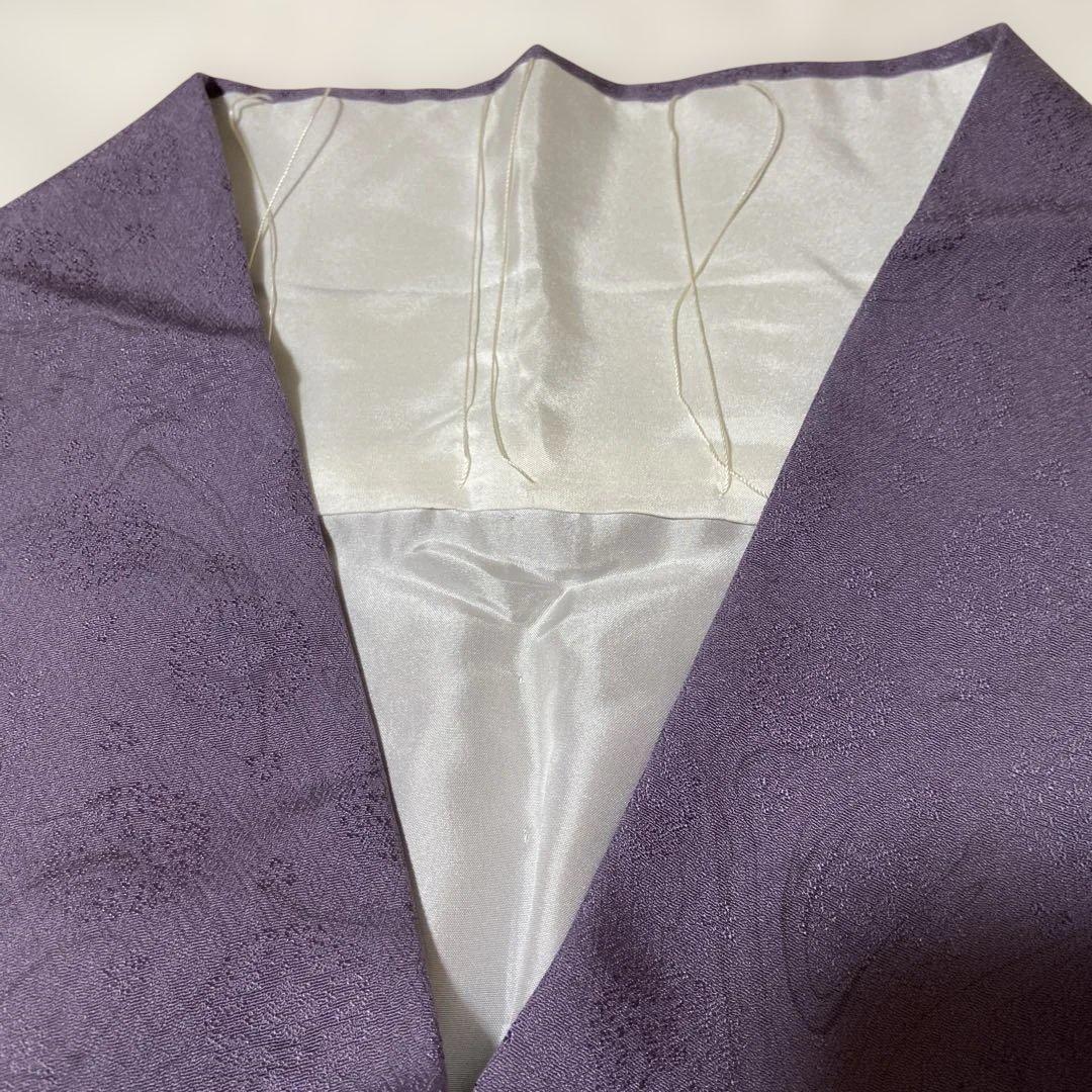 訪問着　地紋に墨流し染　桜花びら　月に金彩