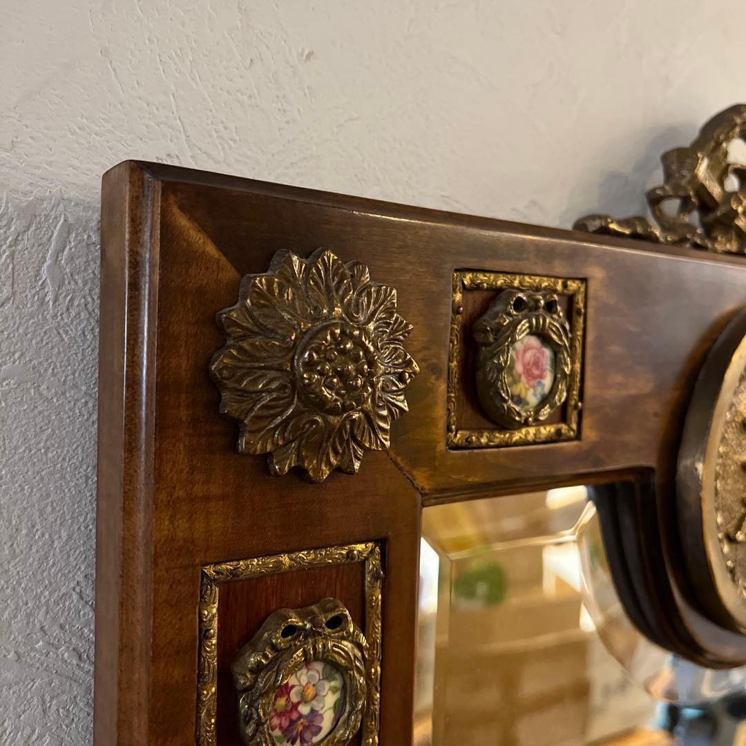 k078r118 ヨーロッパの伝統的な意匠を感じられるウォールミラー/壁掛け鏡