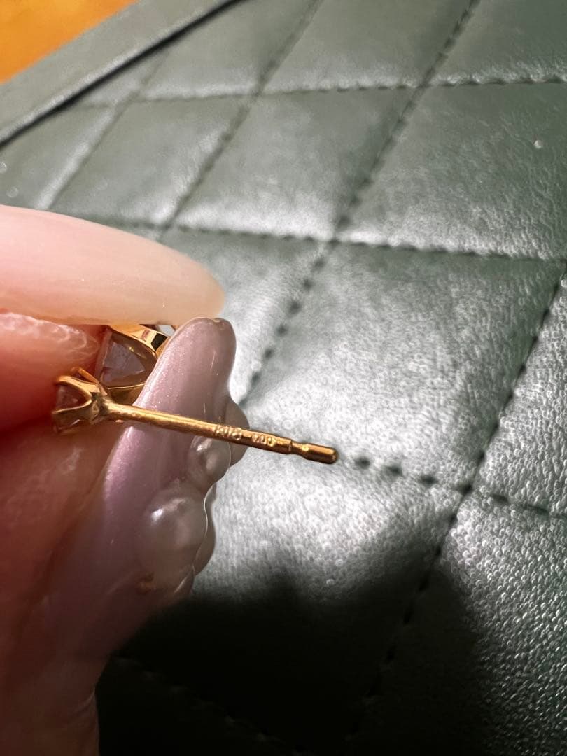 ka【新品】18金ピンクモアサナイト♡ピアス/スタッドタイプ地金入り