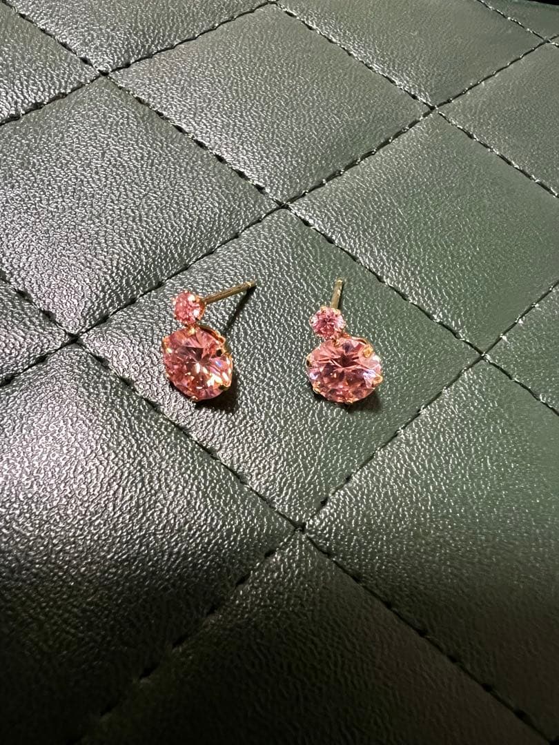 ka【新品】18金ピンクモアサナイト♡ピアス/スタッドタイプ地金入り