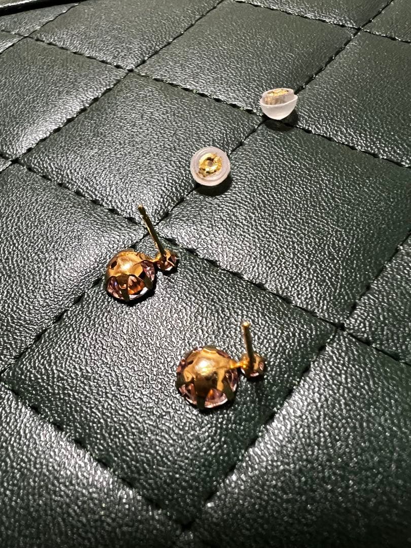 ka【新品】18金ピンクモアサナイト♡ピアス/スタッドタイプ地金入り