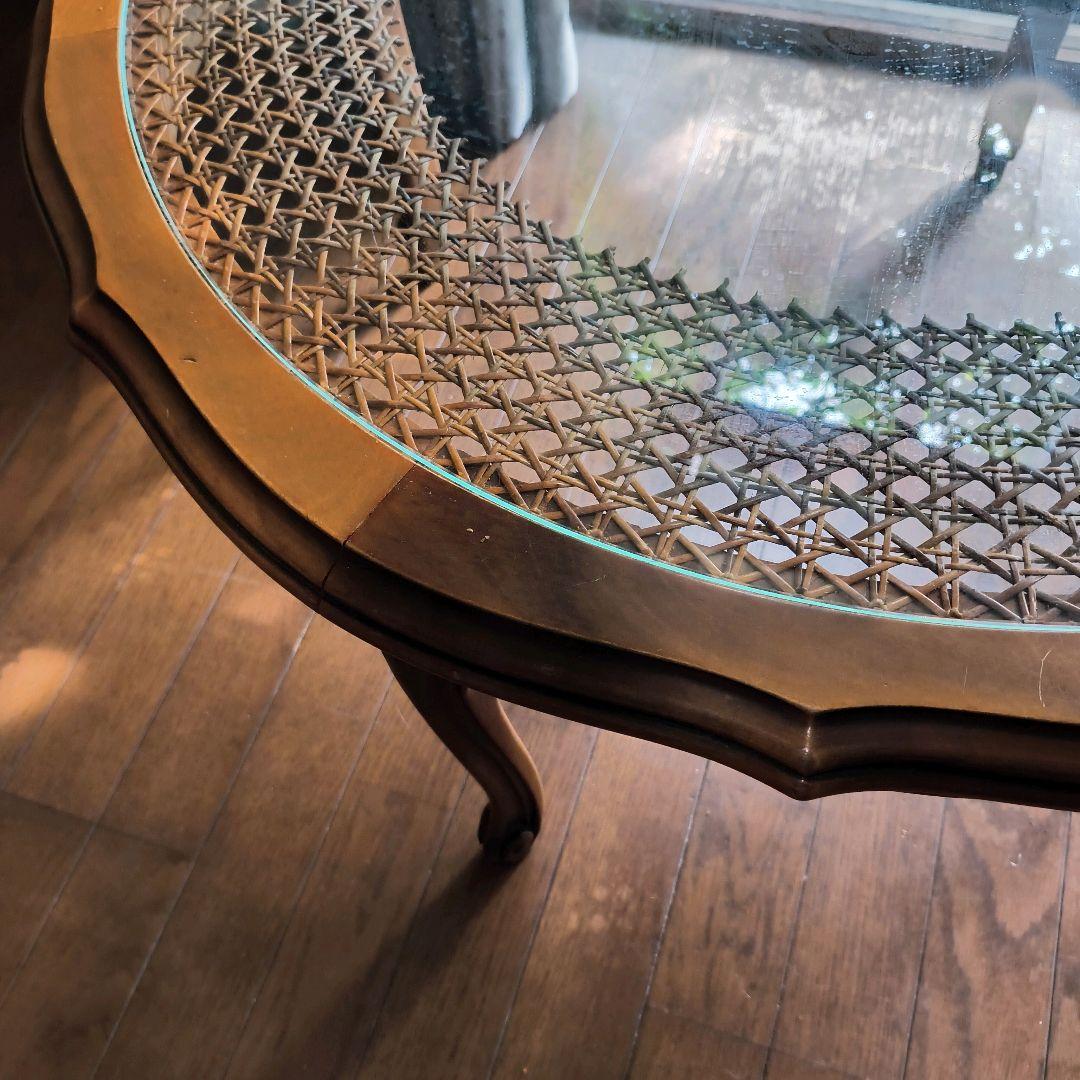 都内限定 イタリア 円形コーヒーテーブル ガラス天板 猫脚