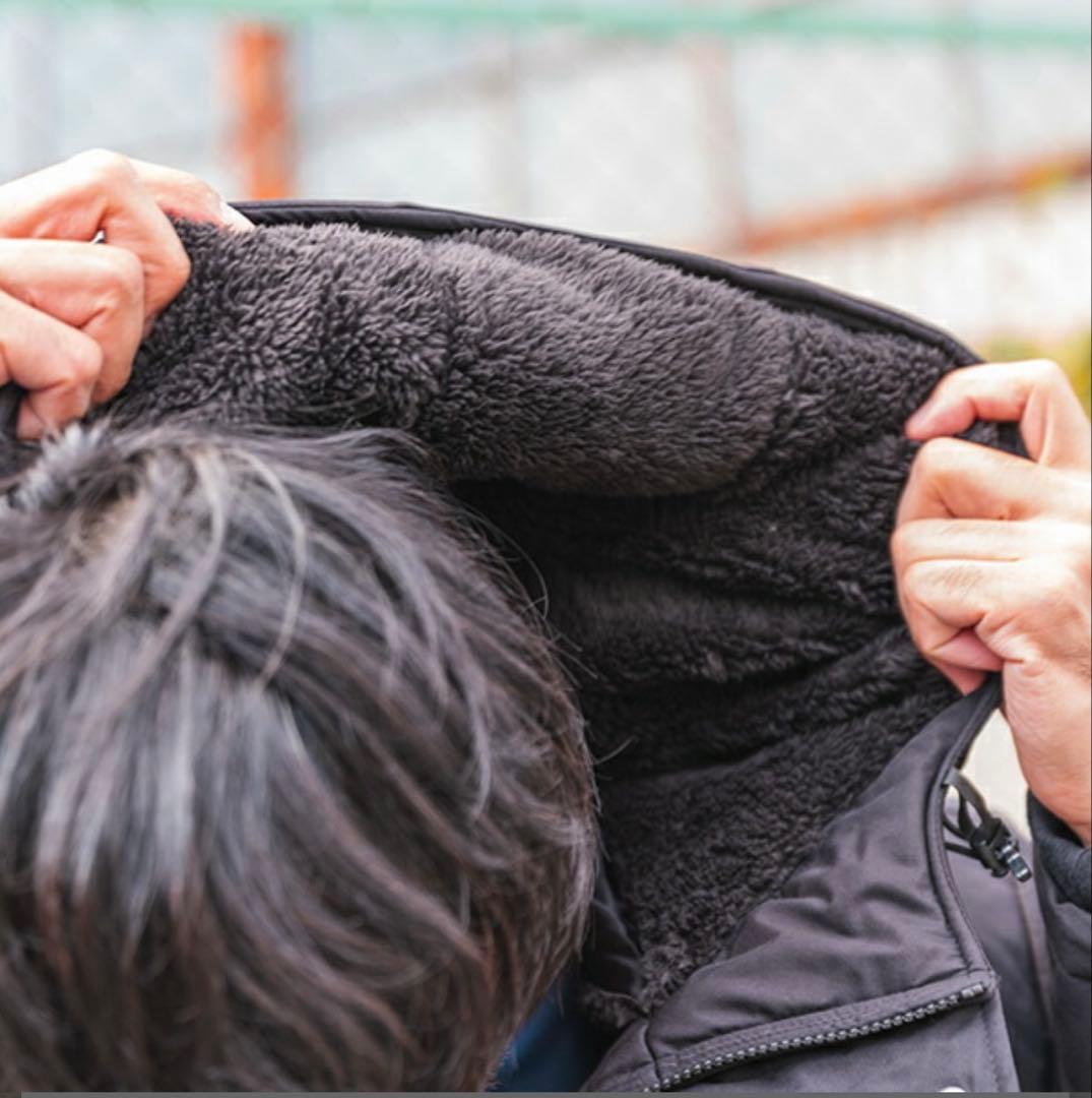 Luz y Sombra 黒 フード付きベンチコート S ルースイソンブラ