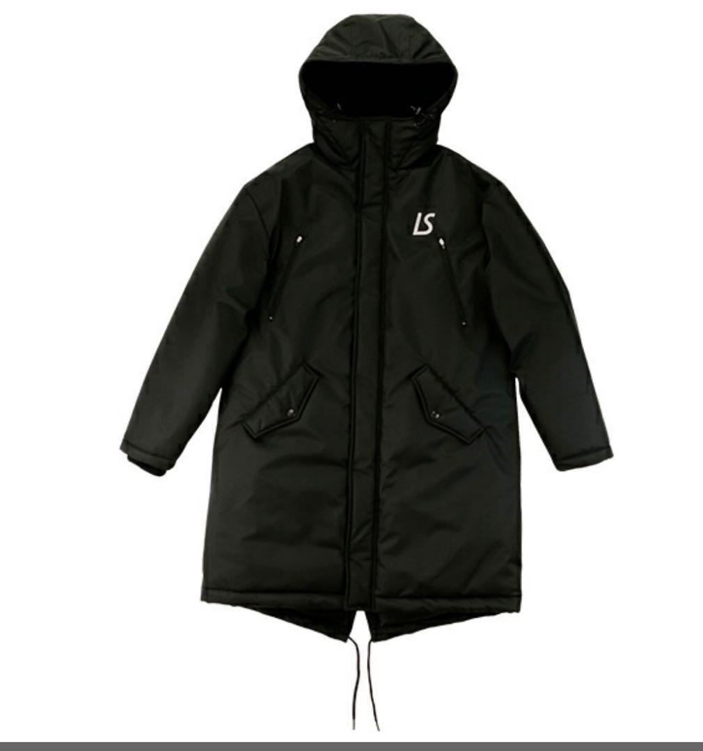 Luz y Sombra 黒 フード付きベンチコート S ルースイソンブラ