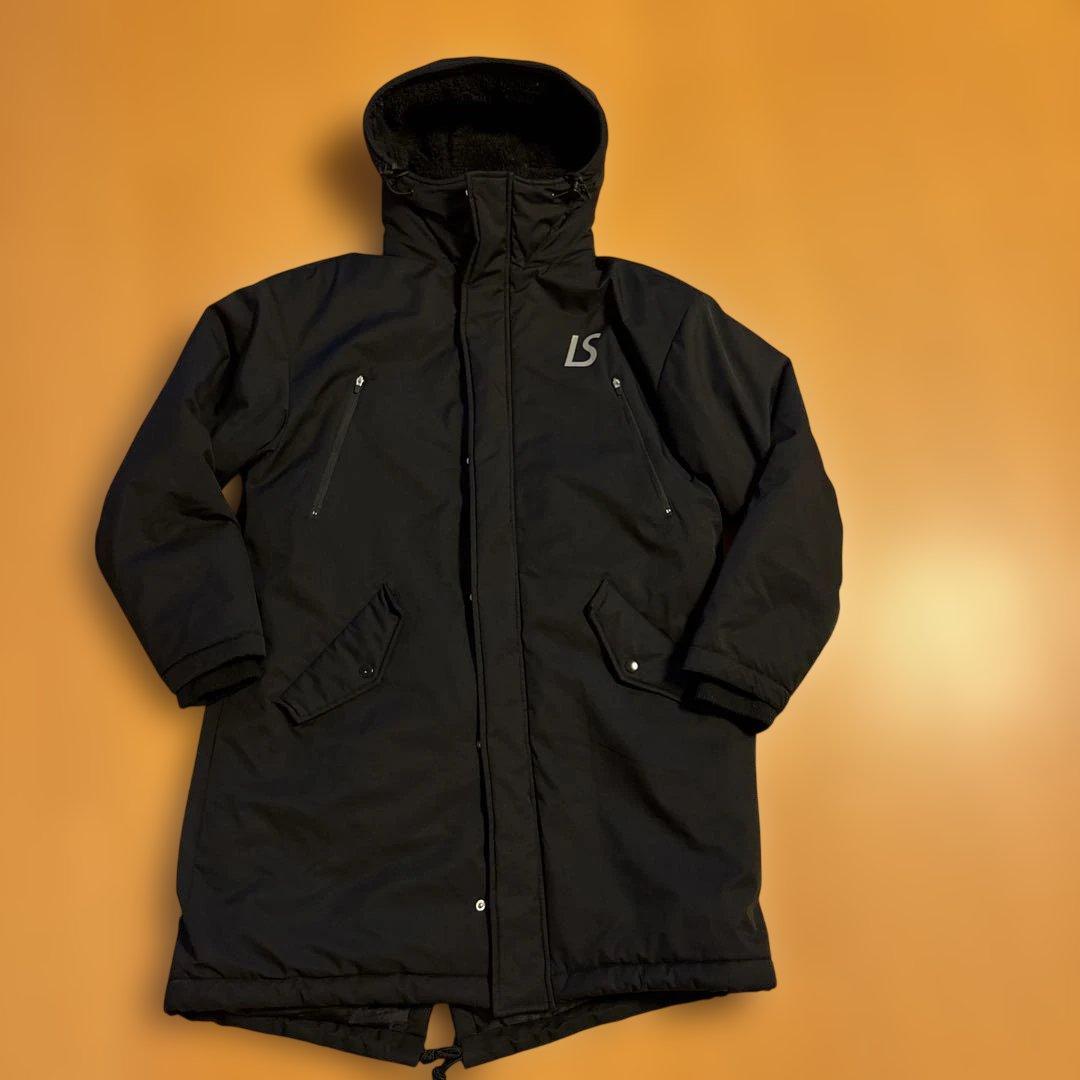 Luz y Sombra 黒 フード付きベンチコート S ルースイソンブラ