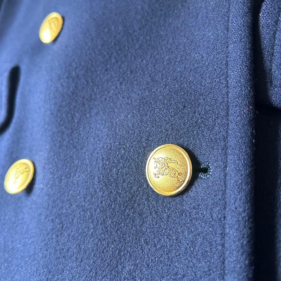 極美品＊バーバリーズ 白タグ 紺 ピーコート M相当 ウールブレンド 金ボタン