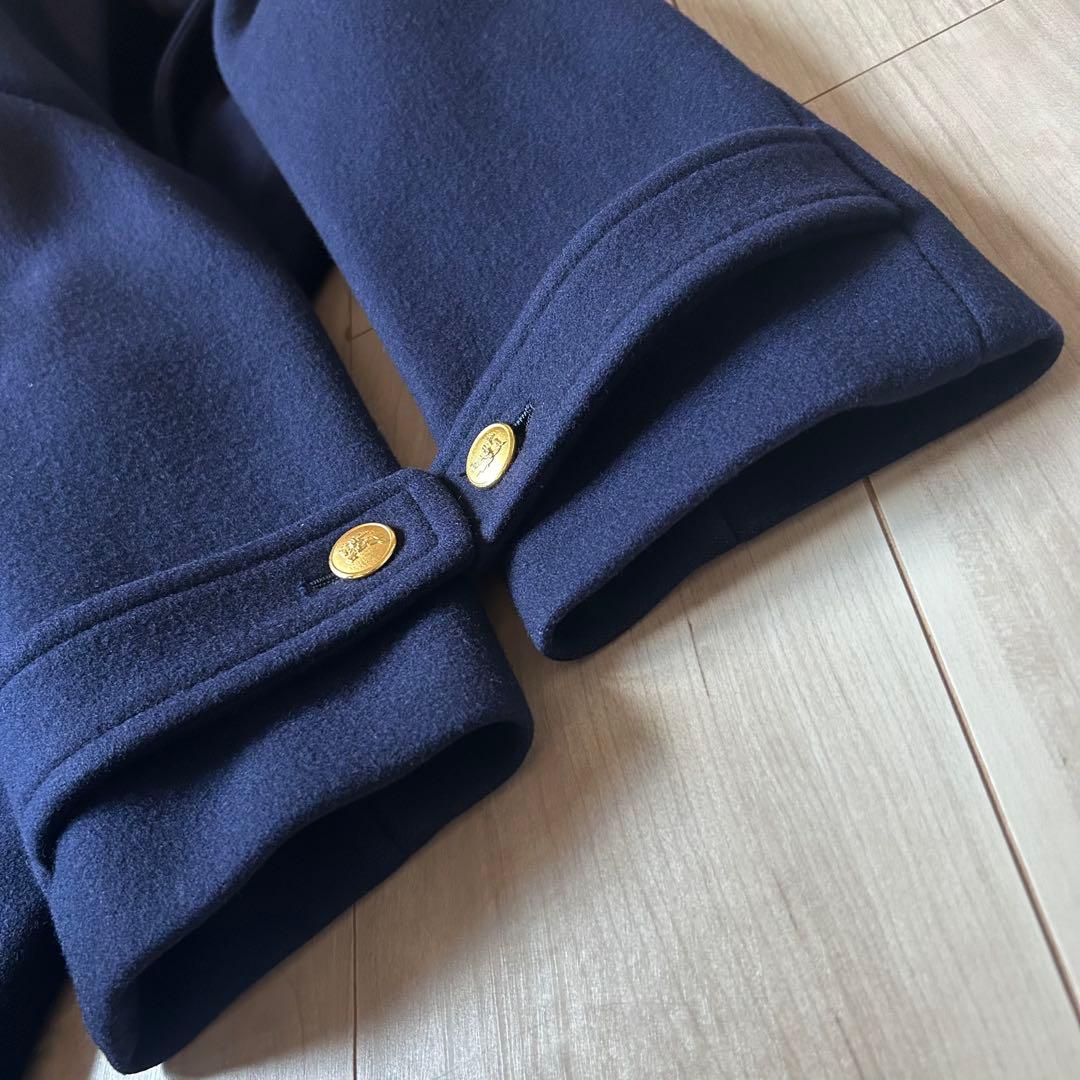 極美品＊バーバリーズ 白タグ 紺 ピーコート M相当 ウールブレンド 金ボタン