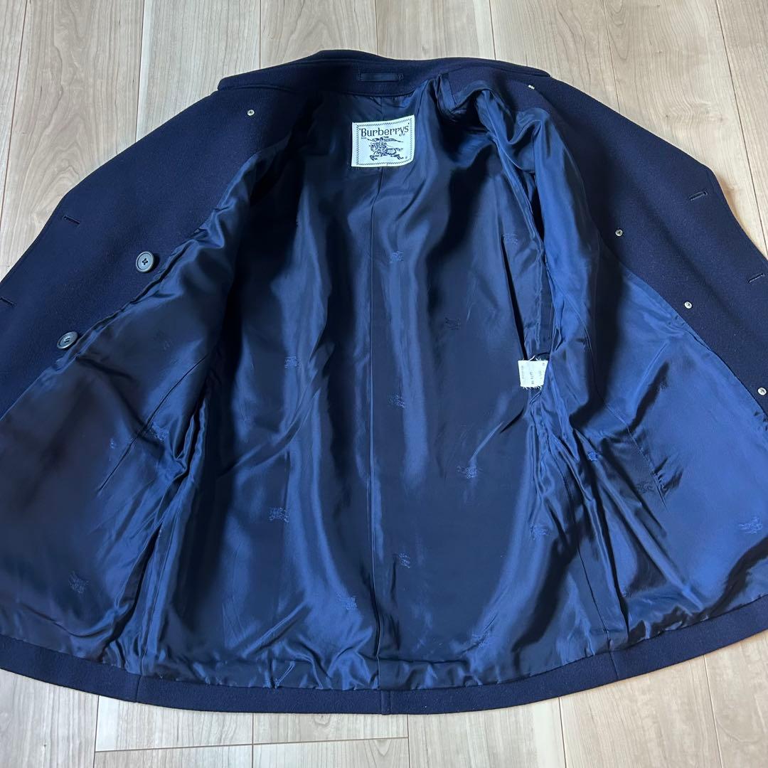 極美品＊バーバリーズ 白タグ 紺 ピーコート M相当 ウールブレンド 金ボタン