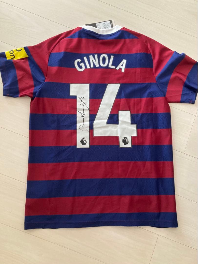 【新品】ニューカッスルUTD24-25アウェイユニフォーム14番ジノラ サイン入