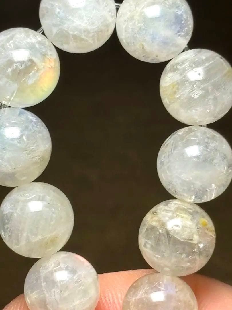 マダガスカル産　レインボームーンストーンブレス10.4㎜（新品未使用）希少サイズ