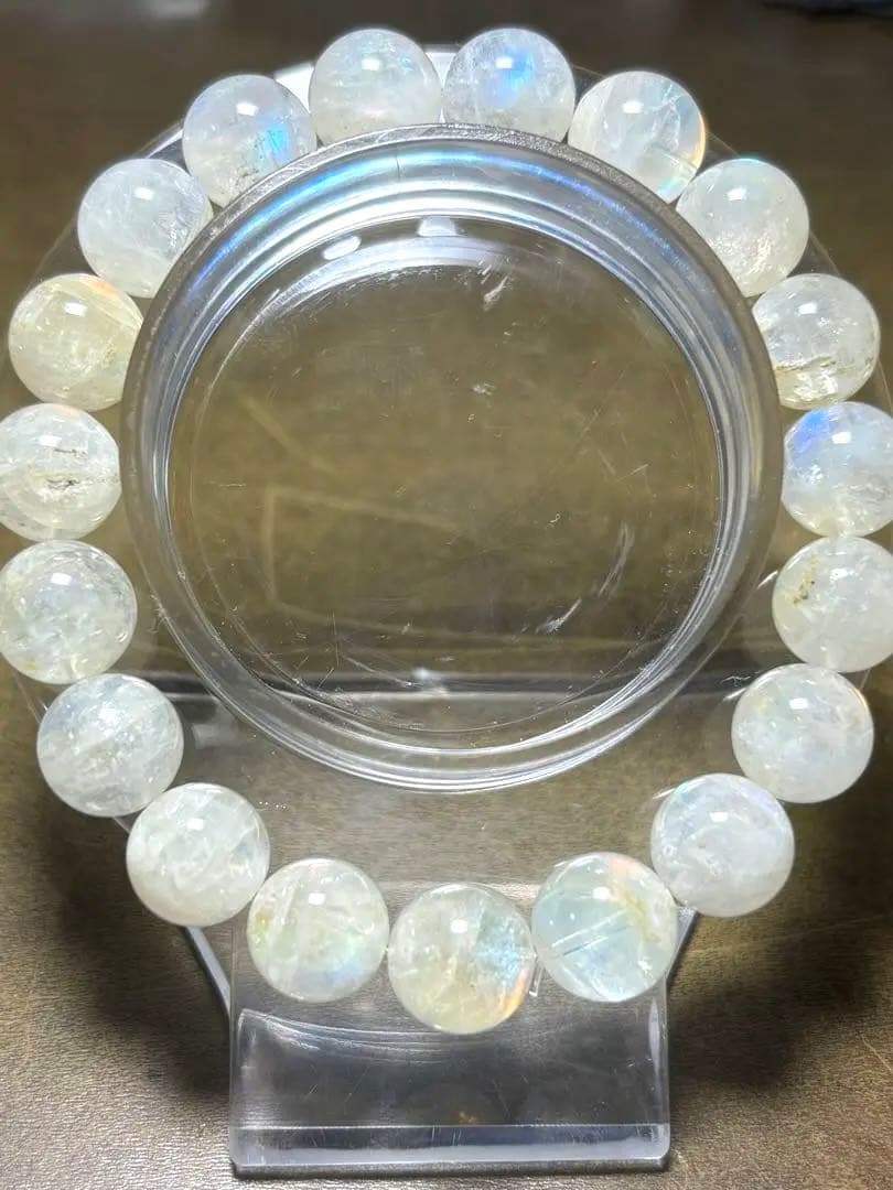 マダガスカル産　レインボームーンストーンブレス10.4㎜（新品未使用）希少サイズ