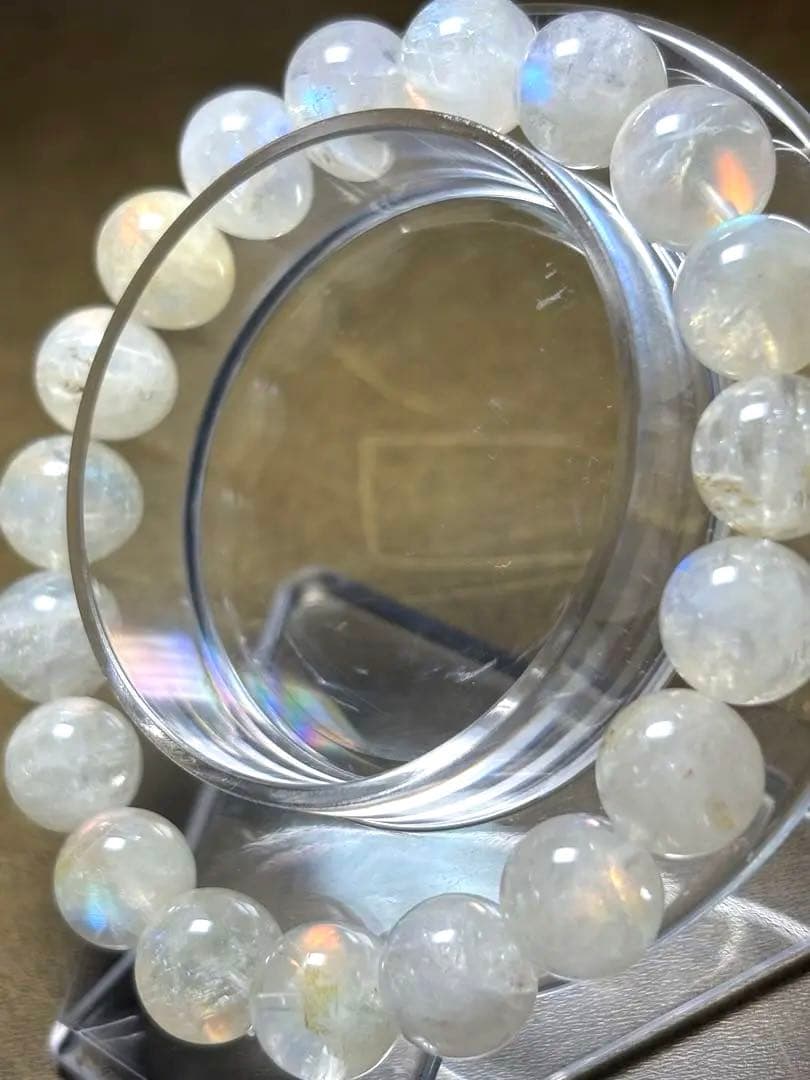 マダガスカル産　レインボームーンストーンブレス10.4㎜（新品未使用）希少サイズ