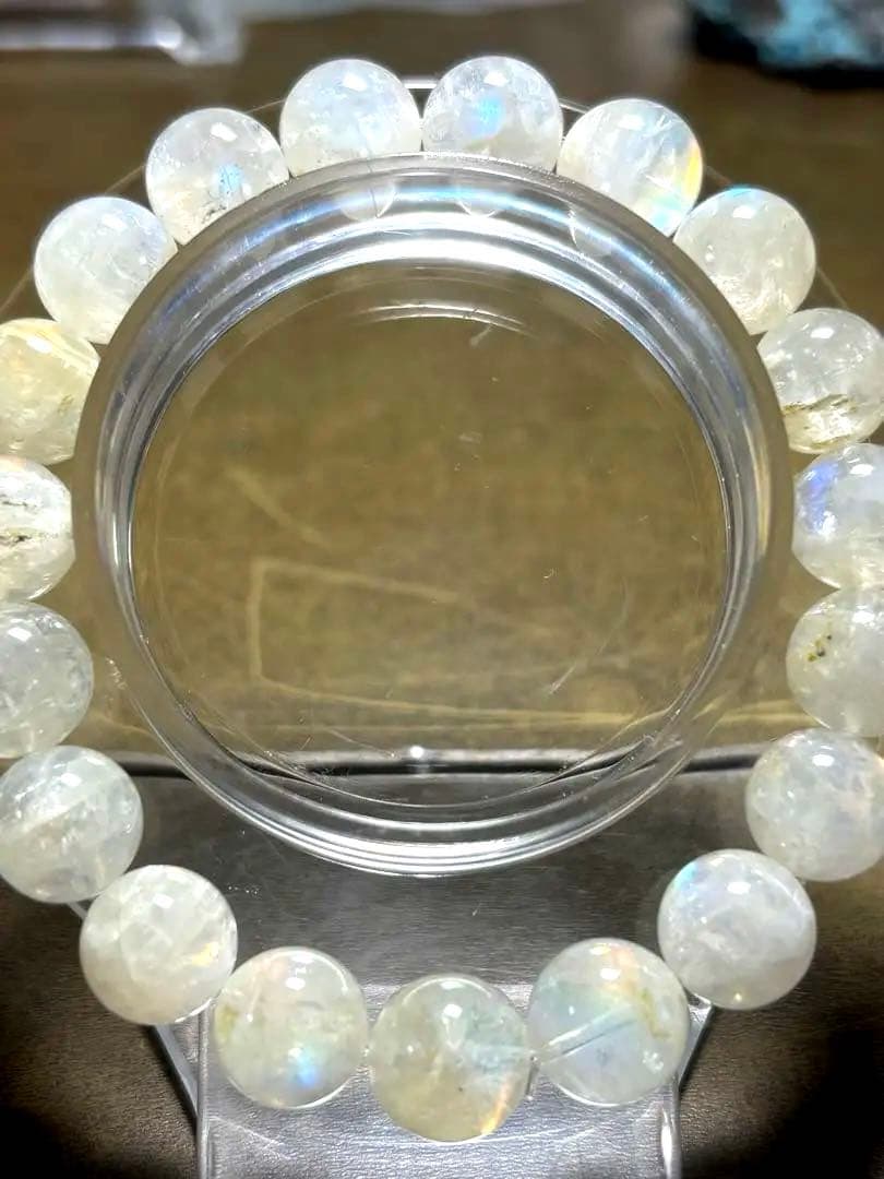 マダガスカル産　レインボームーンストーンブレス10.4㎜（新品未使用）希少サイズ