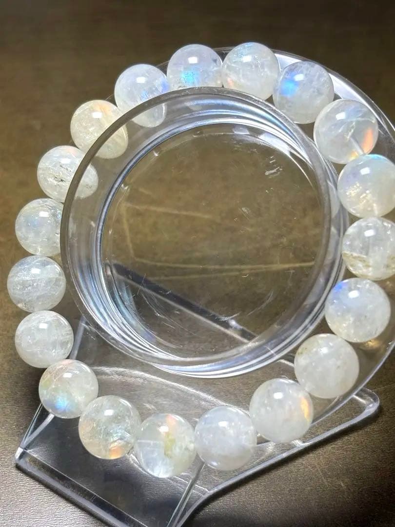 マダガスカル産　レインボームーンストーンブレス10.4㎜（新品未使用）希少サイズ