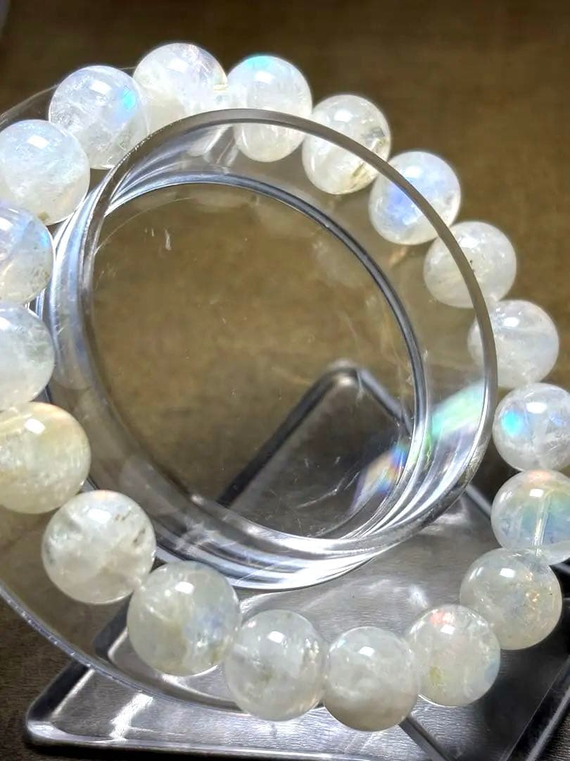 マダガスカル産　レインボームーンストーンブレス10.4㎜（新品未使用）希少サイズ