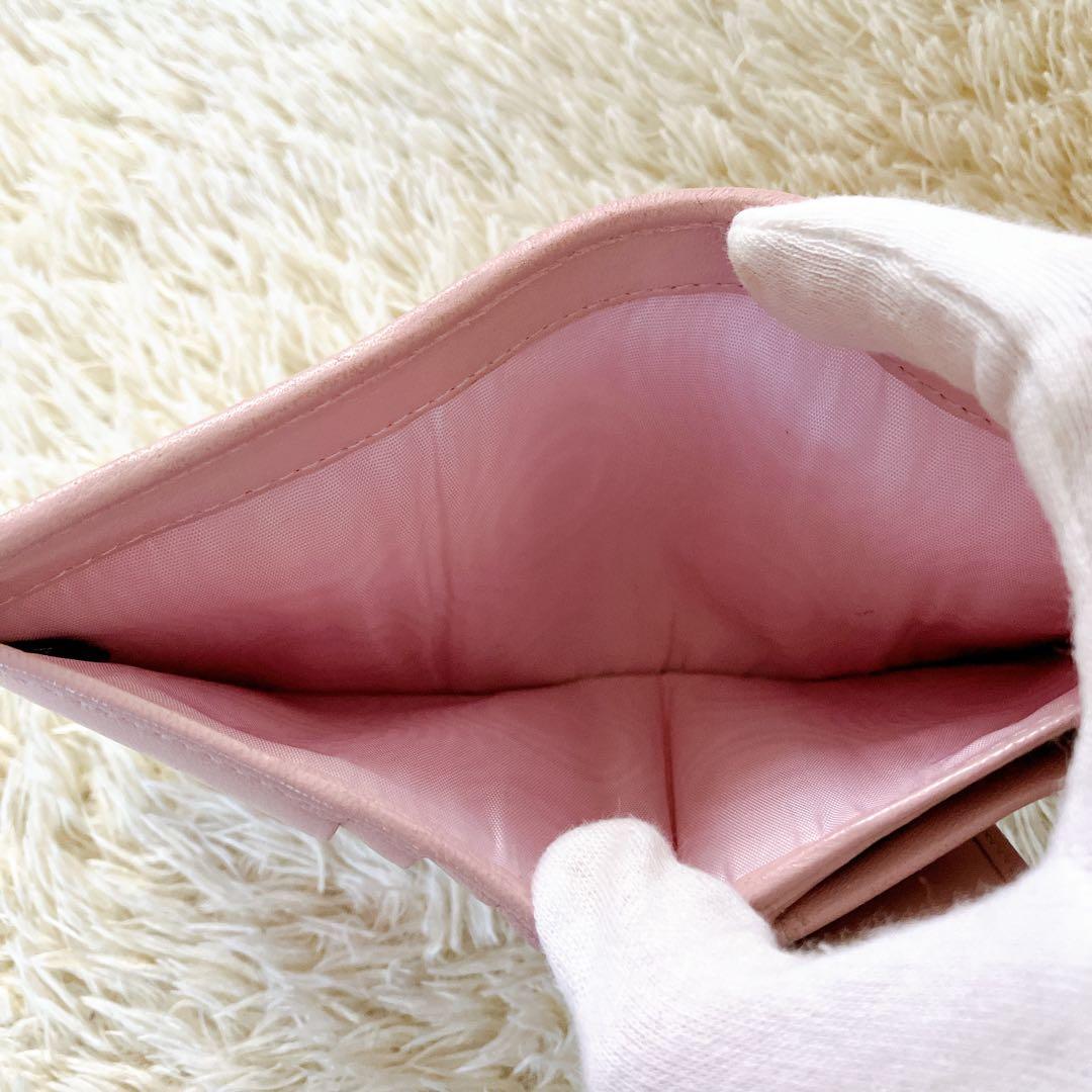 2/1お取置き✨ミュウミュウ マテラッセ レザー二つ折り財布 ピンク