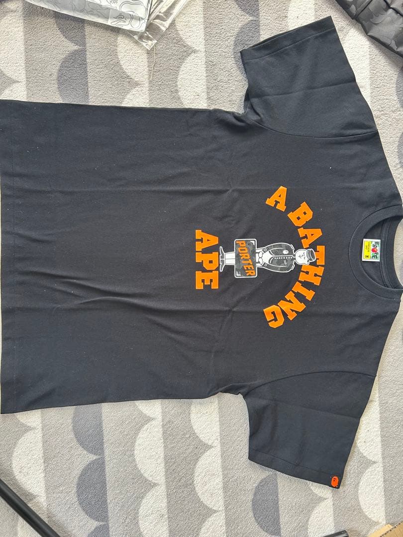 A BATHING APE × PORTER ブラックTシャツ + トートバッグ