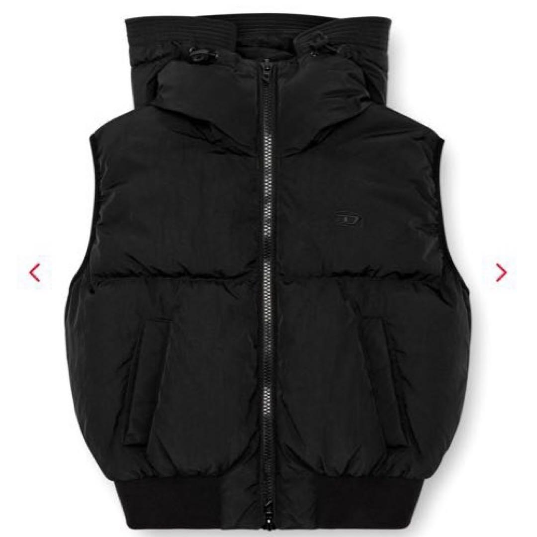 極美品　DIESEL ブラック ダウンベスト フード付き　40 2024年モデル