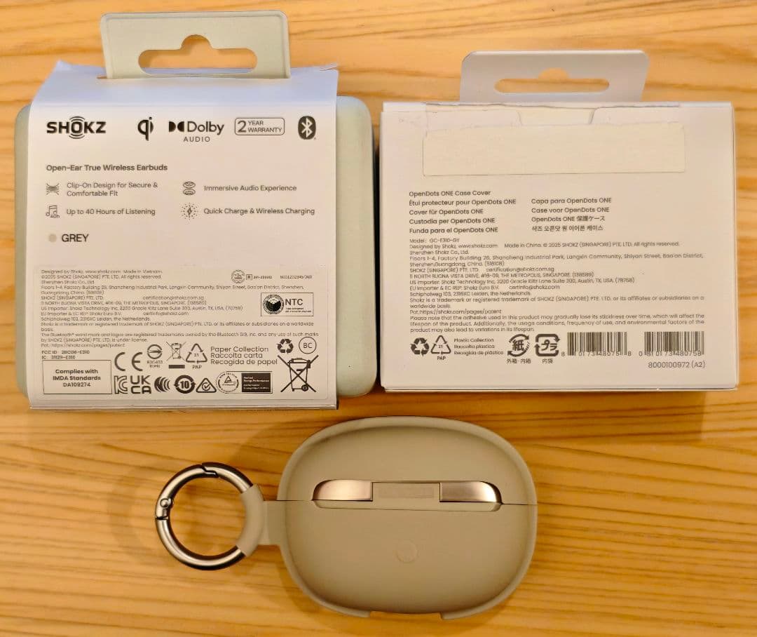 【納品書付き】 Shokz OPENDOTS ONE グレー 純正ケースカバー付