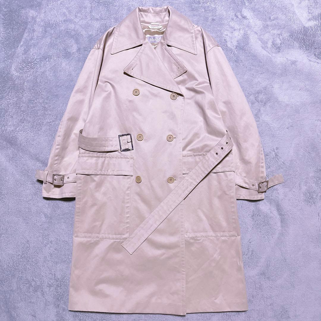 【未使用】マックスマーラ トレンチコート 女優襟 Aライン フレア ベルト 38