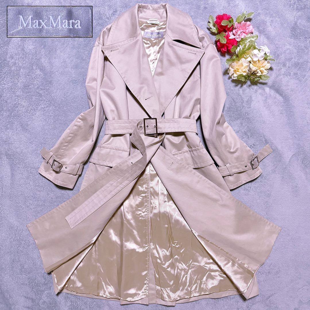 【未使用】マックスマーラ トレンチコート 女優襟 Aライン フレア ベルト 38