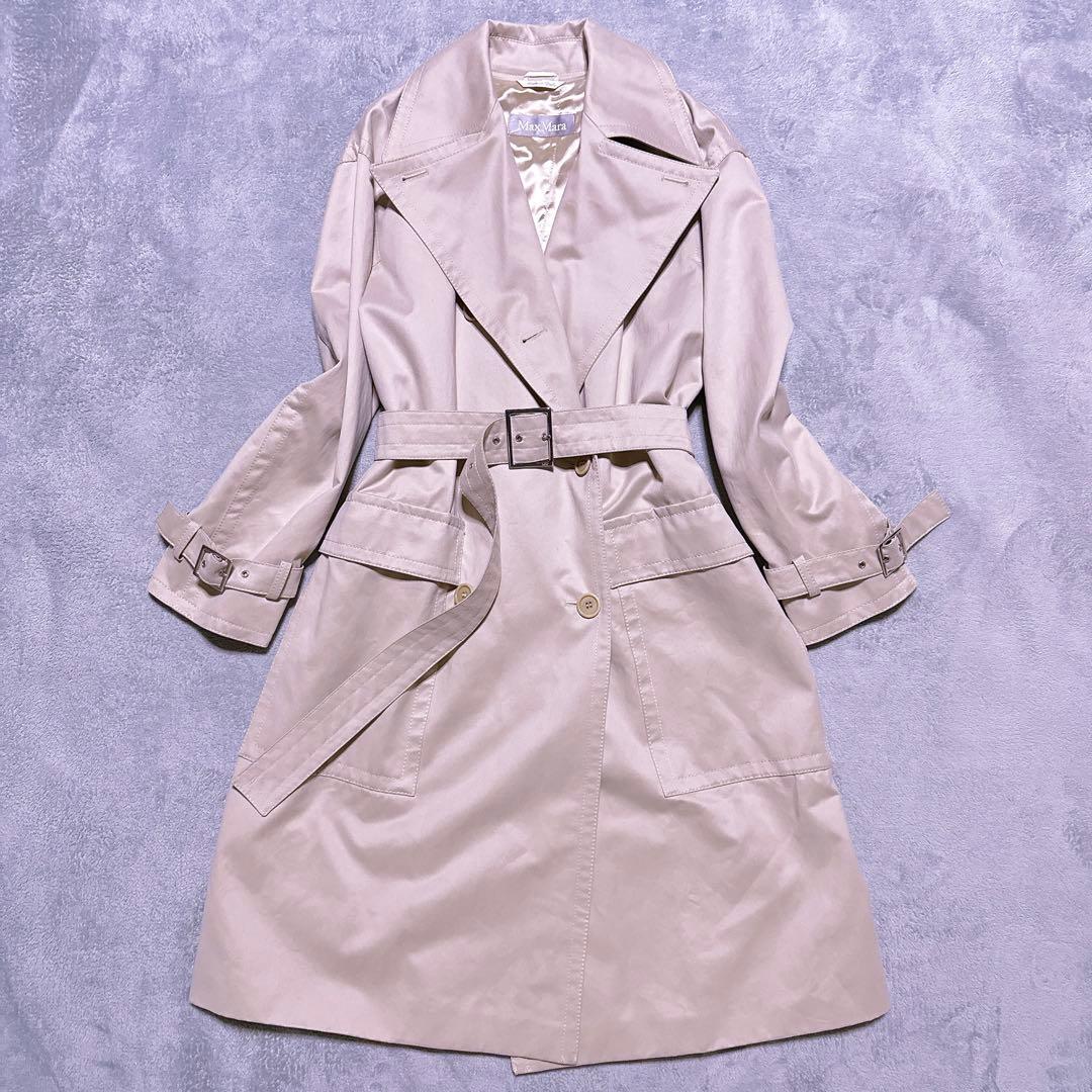 【未使用】マックスマーラ トレンチコート 女優襟 Aライン フレア ベルト 38