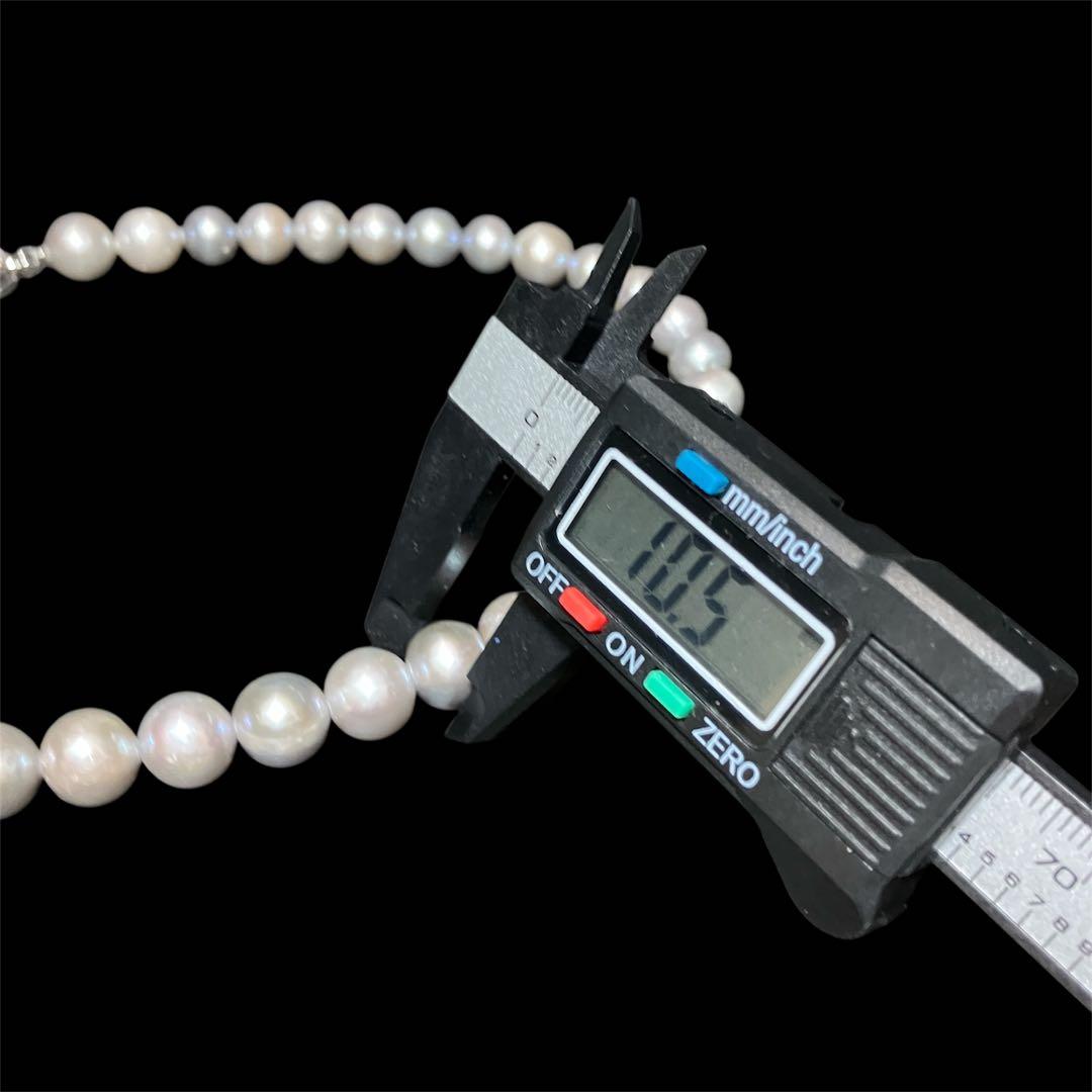 大粒✨ 本真珠 パール ネックレス ライトグレー 10.0-10.5mm 箱付き