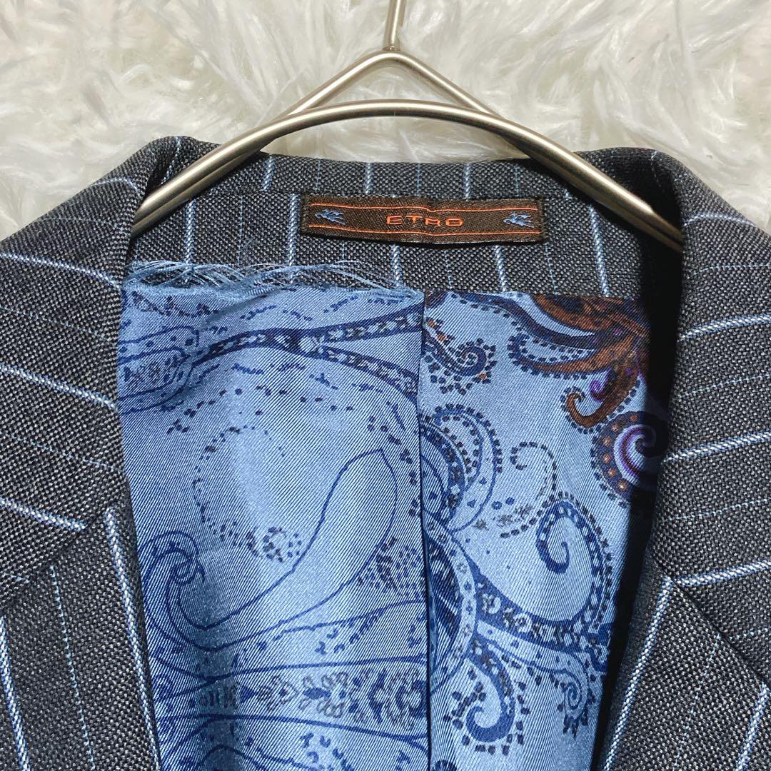 良品⭐️エトロ　パンツセットアップ　ペイズリー柄　ストライプ　シングル　1Bボタン