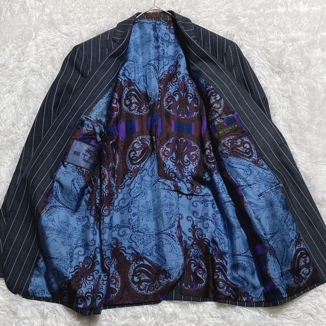 良品⭐️エトロ　パンツセットアップ　ペイズリー柄　ストライプ　シングル　1Bボタン