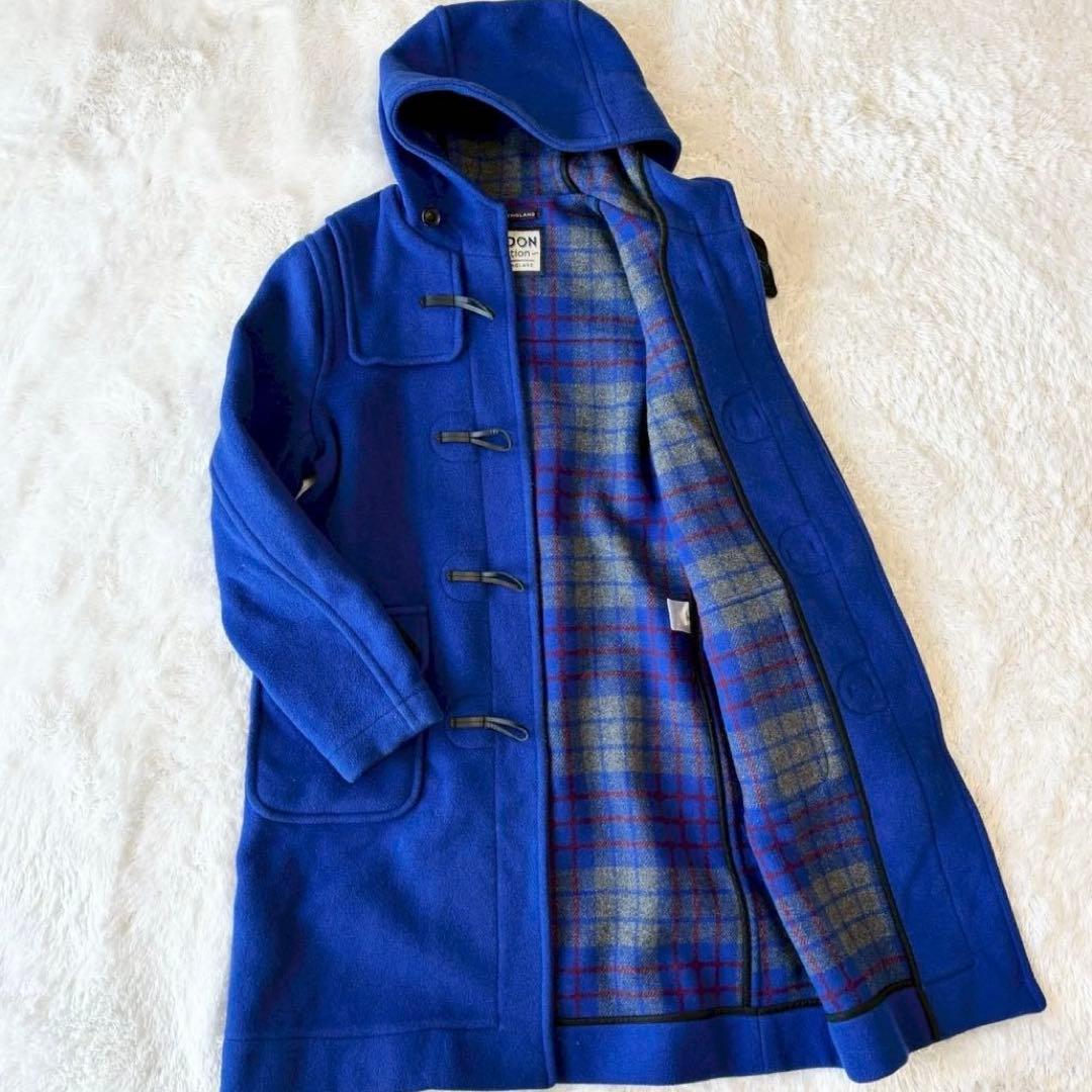 美品✨ロンドントラディション ロングダッフルコート ブルー チェック イギリス製
