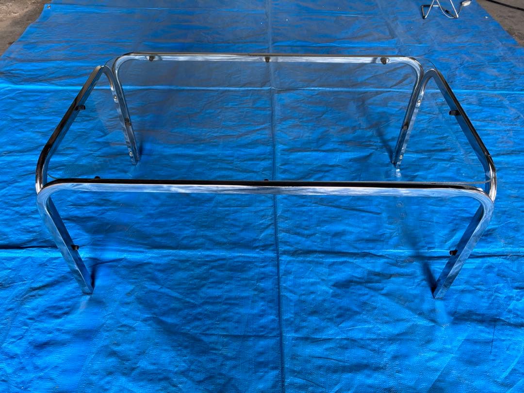 【昭和レトロ】80年代　ガラステーブル　センターテーブル　アイアンフレーム