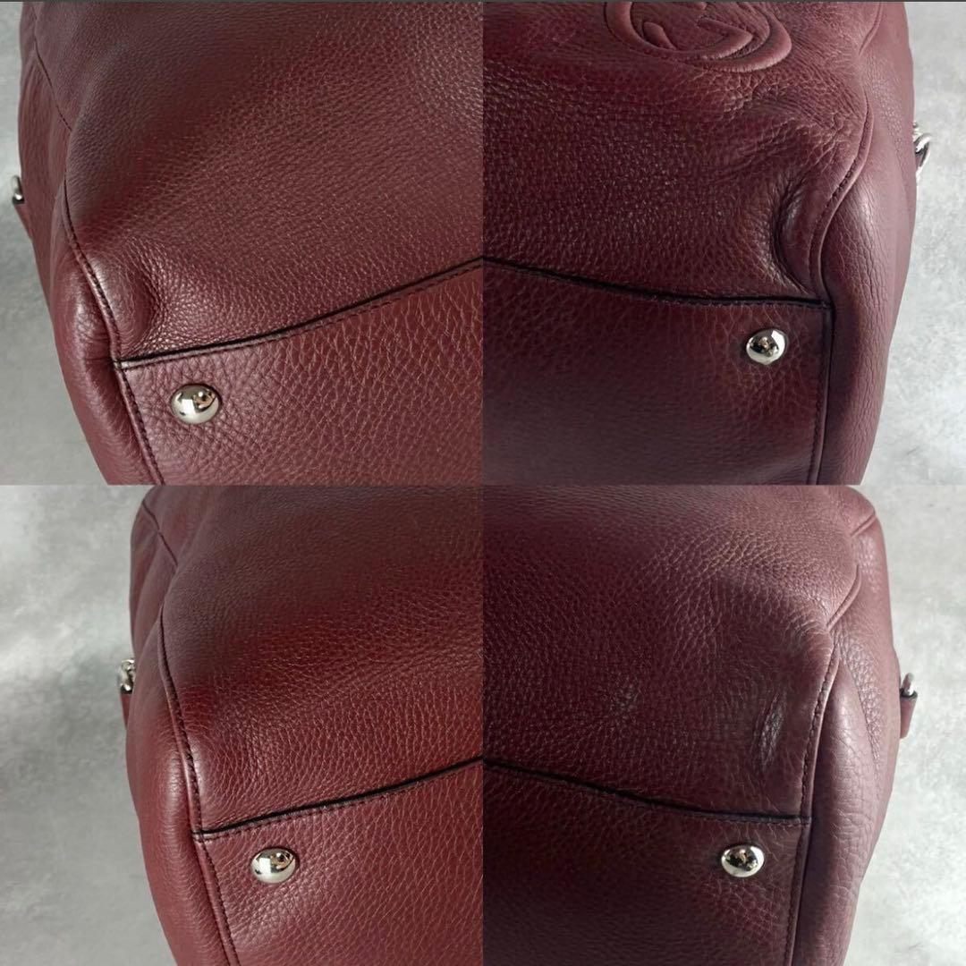 【美品 現行】グッチ ボストンバッグ 2way ソーホー エンボス ロゴ レザー