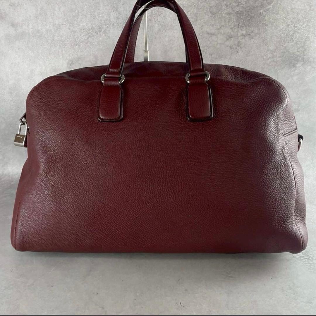 【美品 現行】グッチ ボストンバッグ 2way ソーホー エンボス ロゴ レザー