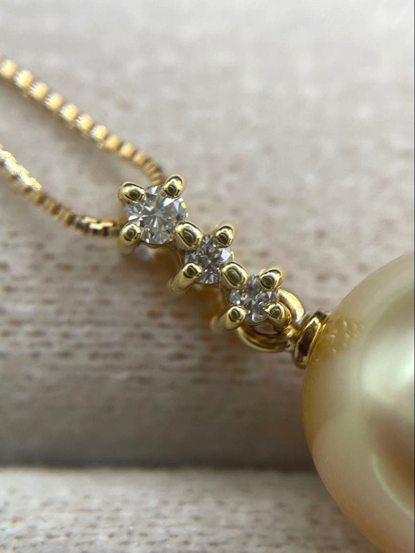 専用JA219★高級 ゴールデンパール10mm ダイヤ K18 ヘッド 鑑別付