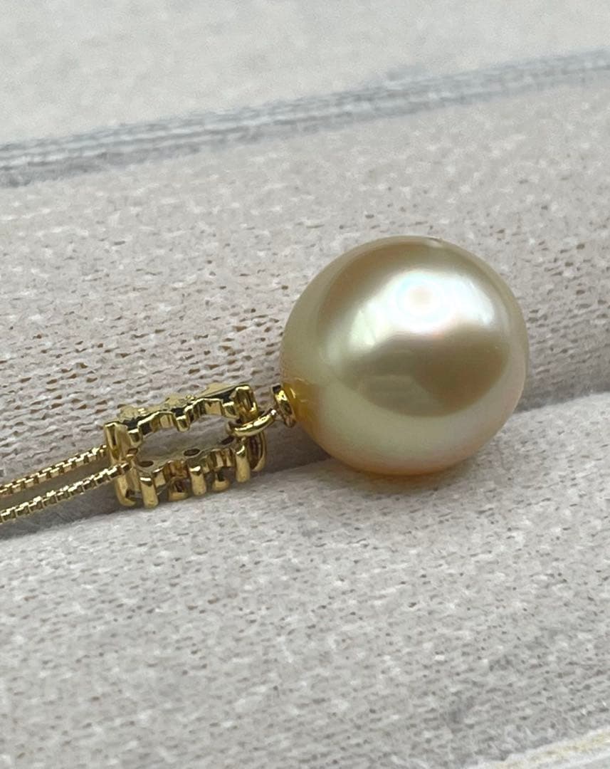 専用JA219★高級 ゴールデンパール10mm ダイヤ K18 ヘッド 鑑別付