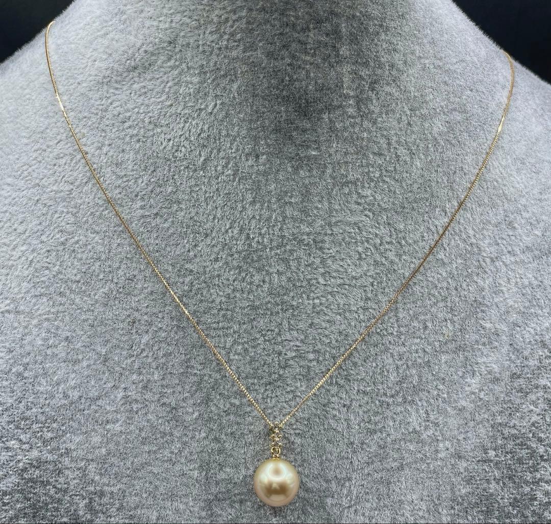 専用JA219★高級 ゴールデンパール10mm ダイヤ K18 ヘッド 鑑別付