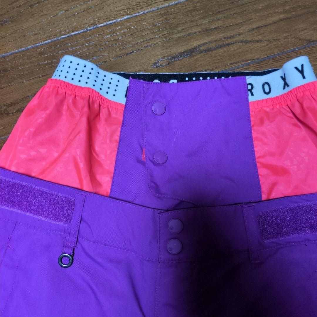 【美品】ROXY　スノボウェア　上下セット　Ｓ　総柄　　カラフル　ロゴ　パープル